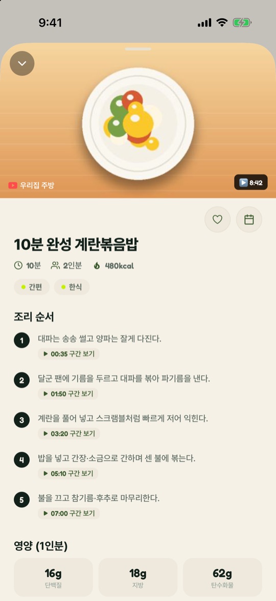 Cookive recipe with step timestamps