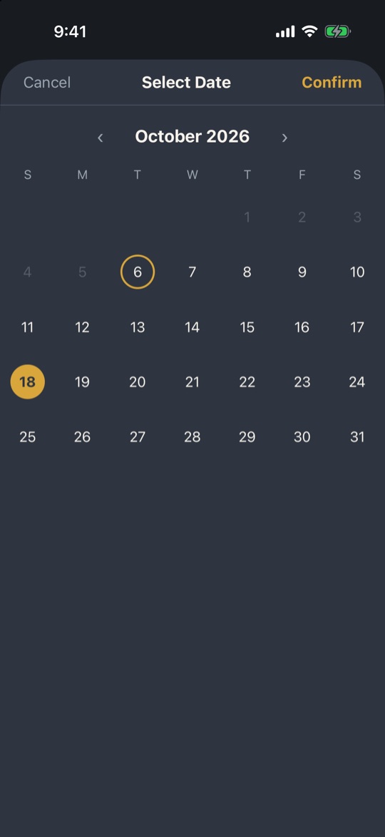 False Alarm date picker