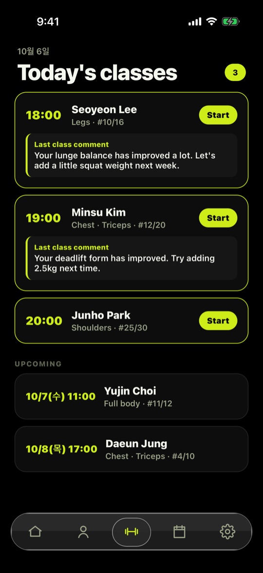 REPPP PT trainer today's classes